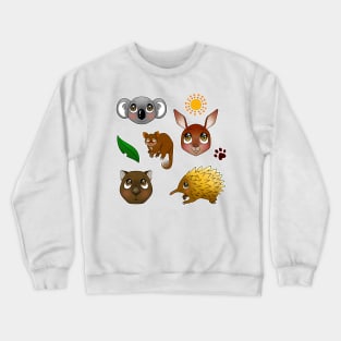 Sparkly Eyed Australian Animals, Crewneck Sweatshirt